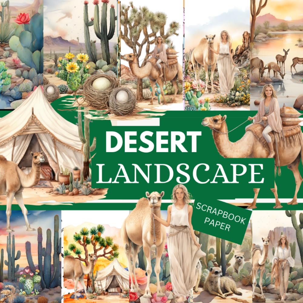 ler totalmente DESERT LANDSCAPE SCRAPBOOK PAPER: This is CACTUS THEMED used in DIY JUNK JOURNALS, ORIGAMI