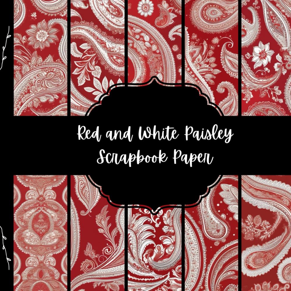 ler totalmente Red and White Paisley Scrapbook Paper, Damask Junk Journal Paper, Abstract Decorative Paper, DIY Projects, Origami, Collage Sheets, Decoupage Paper, 10 Designs, Double SIded