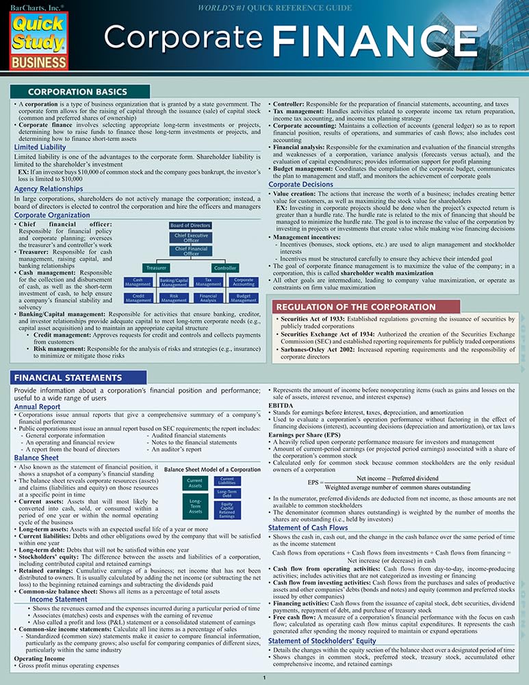 capítulo por capítulo baixar Corporate Finance: Quickstudy Laminated Reference Guide