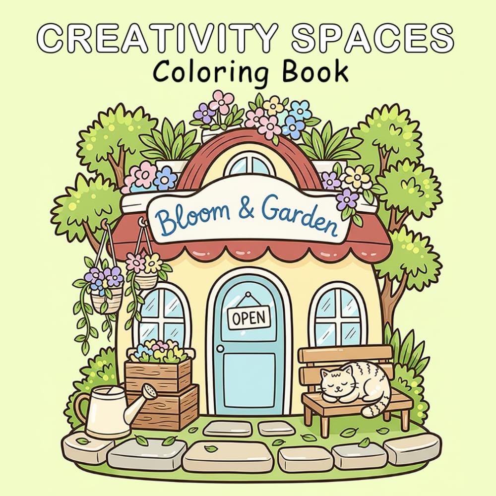 ler totalmente Creativity Spaces: A Relaxing Coloring Book for Adults and Teens with Cute Cottages, Miniature Gardens, and Whimsical House Designs