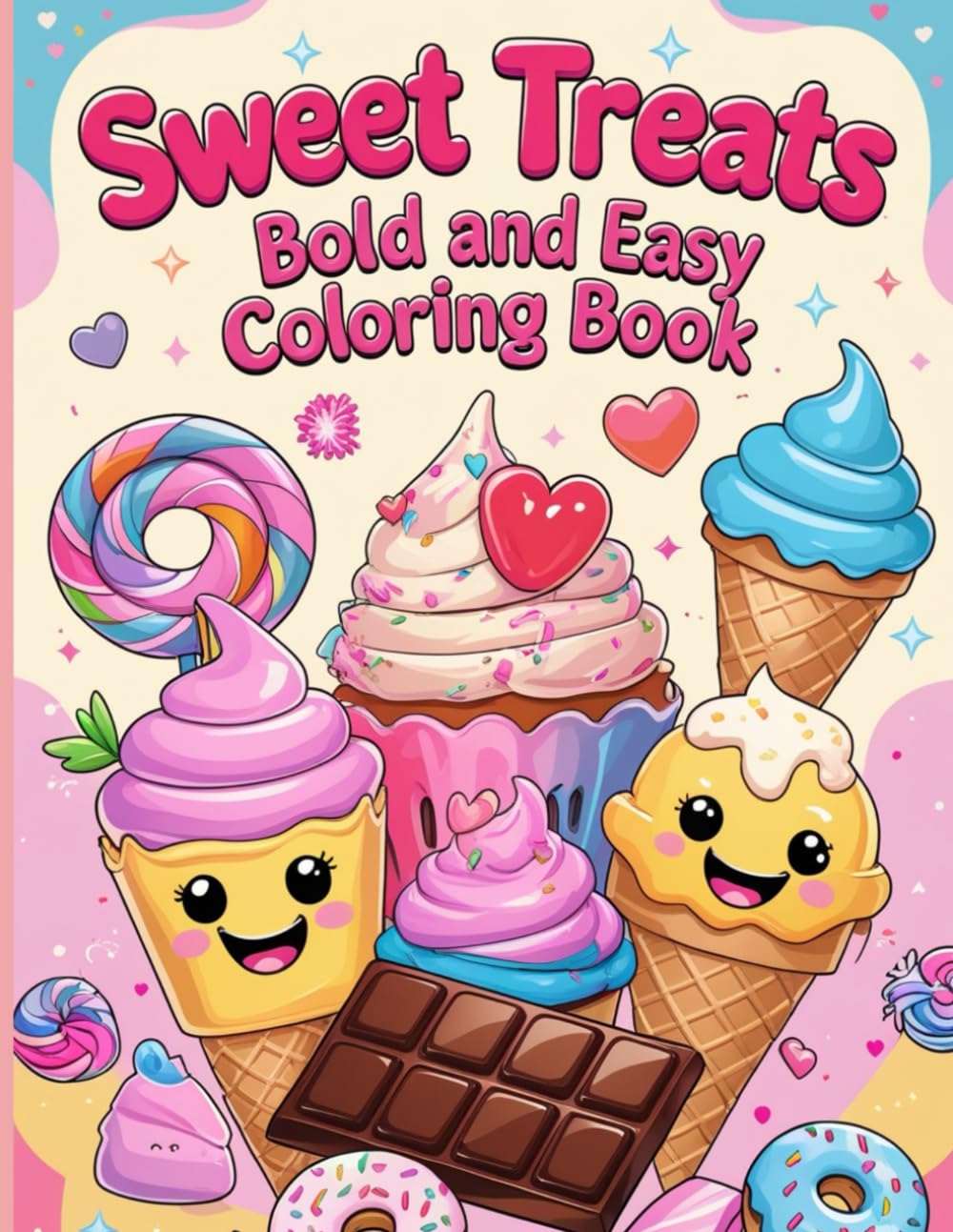 Sweet Treats Bold and Easy Coloring Book: Fun and Relaxing Dessert-Themed Coloring Pages with Bold Outlines – Perfect for Kids, Teens, Adults, and Seniors Who Love Cute and Easy-to-Color Sweets baixar o livro de graça