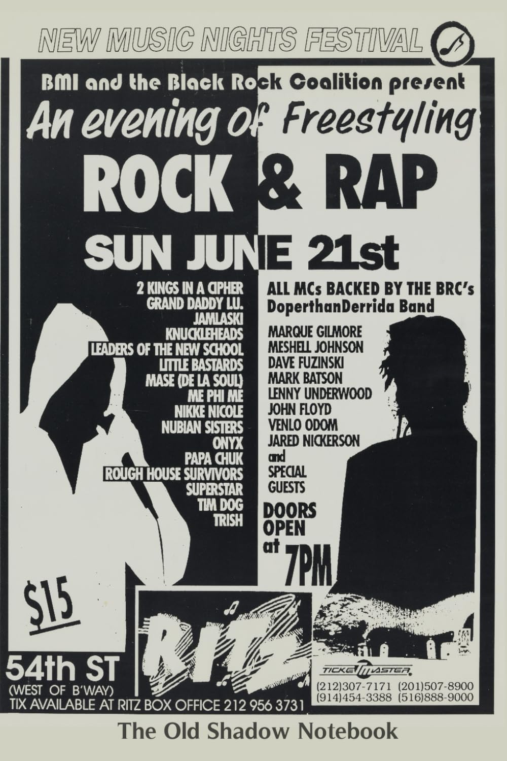 The Old Shadow Notebook – Freestyle event Flyer hosted by BMI and Black Rock Coalition, 1985: 6X9 Art gift journal with blank pages baixar livro de graça