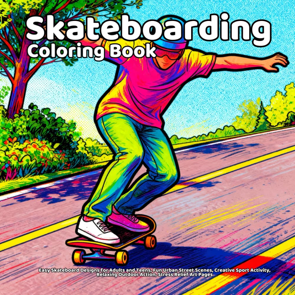 Skateboarding Coloring Book: Easy Skateboard Designs for Adults and Teens, Fun Urban Street Scenes, Creative Sport Activity, Relaxing Outdoor Action, Stress Relief Art Pages baixar o livro de graça