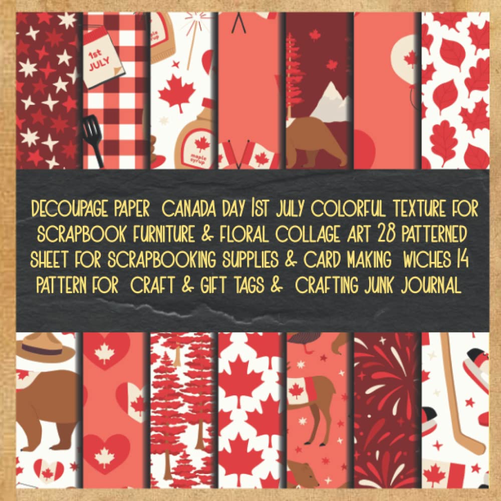 decoupage paper canada day 1st july colorful texture for scrapbook furniture & floral collage art 28 patterned sheet for scrapbooking supplies & card... craft & gift tags & crafting junk journal baixar livro de graça