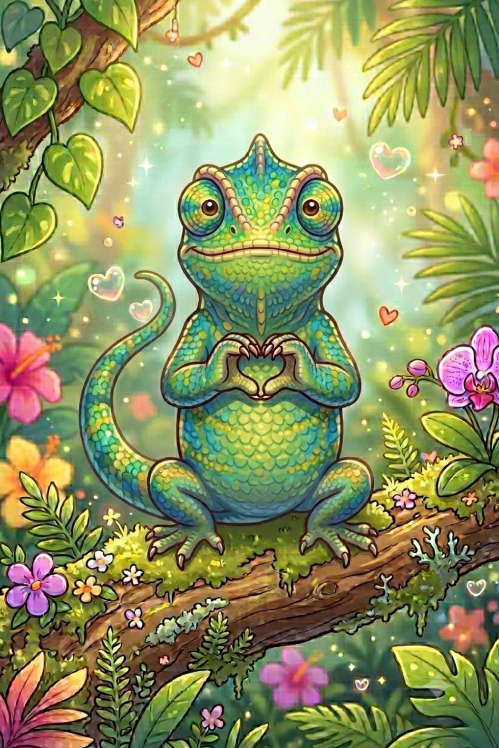 ler totalmente Chameleon Journal – Cute Heart Hands Cover: Part of the Reptile & Amphibian Collection • Lined Notebook for Kids, Teens & Adults