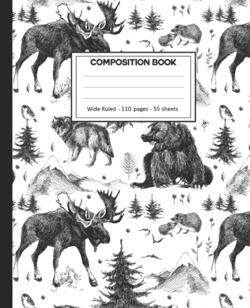 ler totalmente Composition Notebook: College Ruled: 110+ Lined Pages Writing Journal: Elk on White.