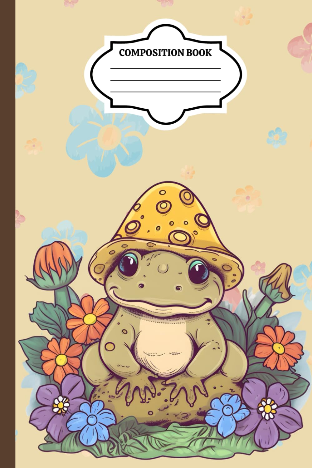 Composition Book: Cute Frog With Mushroom Hat, Cute Cottagecore Aesthetic Journal, Composition Size 6x9", 120 College Ruled Pages