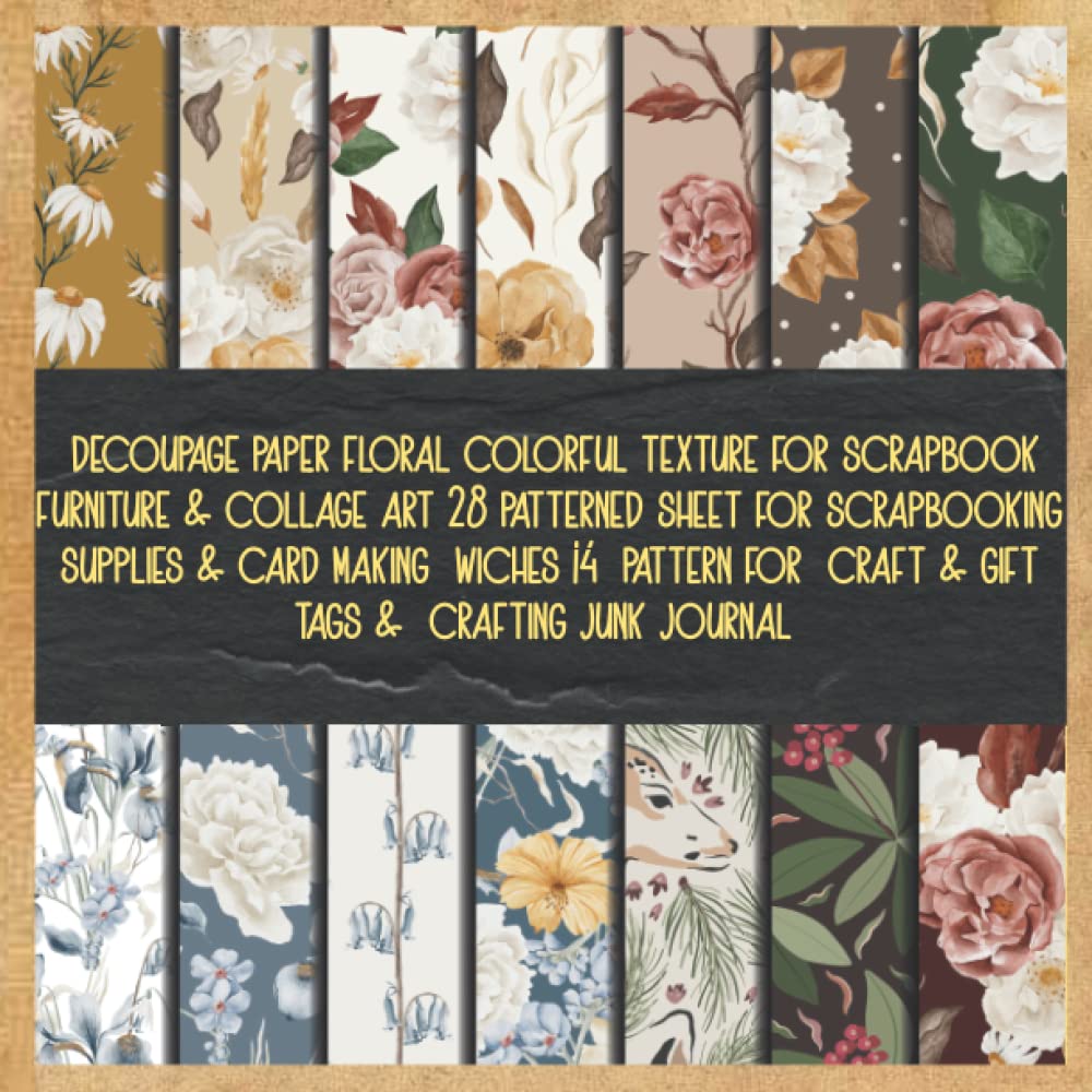 ler totalmente decoupage paper floral colorful texture for scrapbook furniture & collage art 28 patterned sheet for scrapbooking supplies & card making wiches 14... craft & gift tags & crafting junk journal