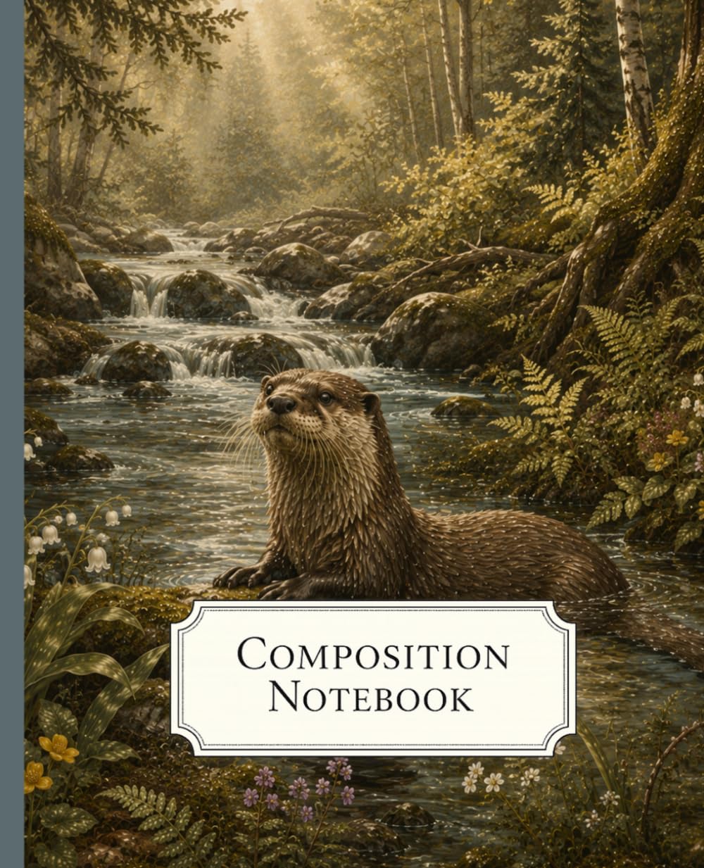 ler totalmente Composition Notebook: Vintage Botanical Otter Illustration | Forest Stream Aesthetic | College Ruled | 7.5 × 9.25 in