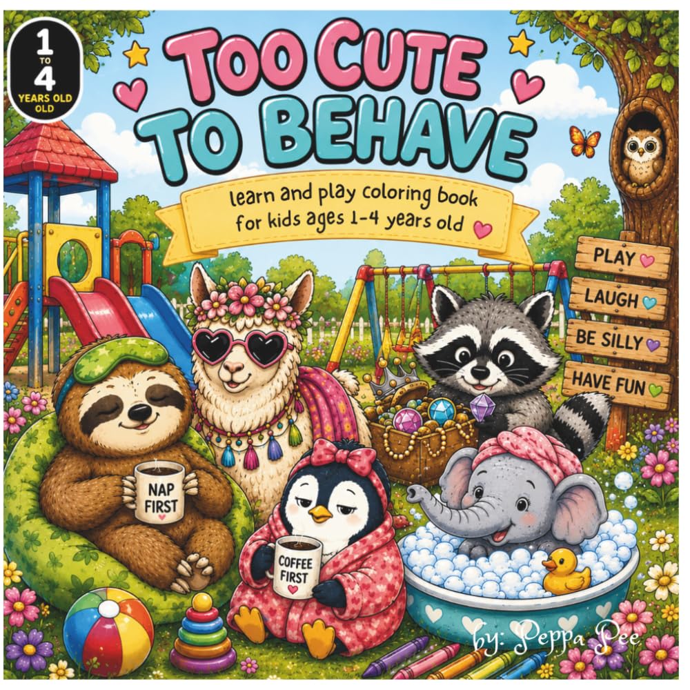 ler totalmente Too Cute to Behave: Learn, Color and Play