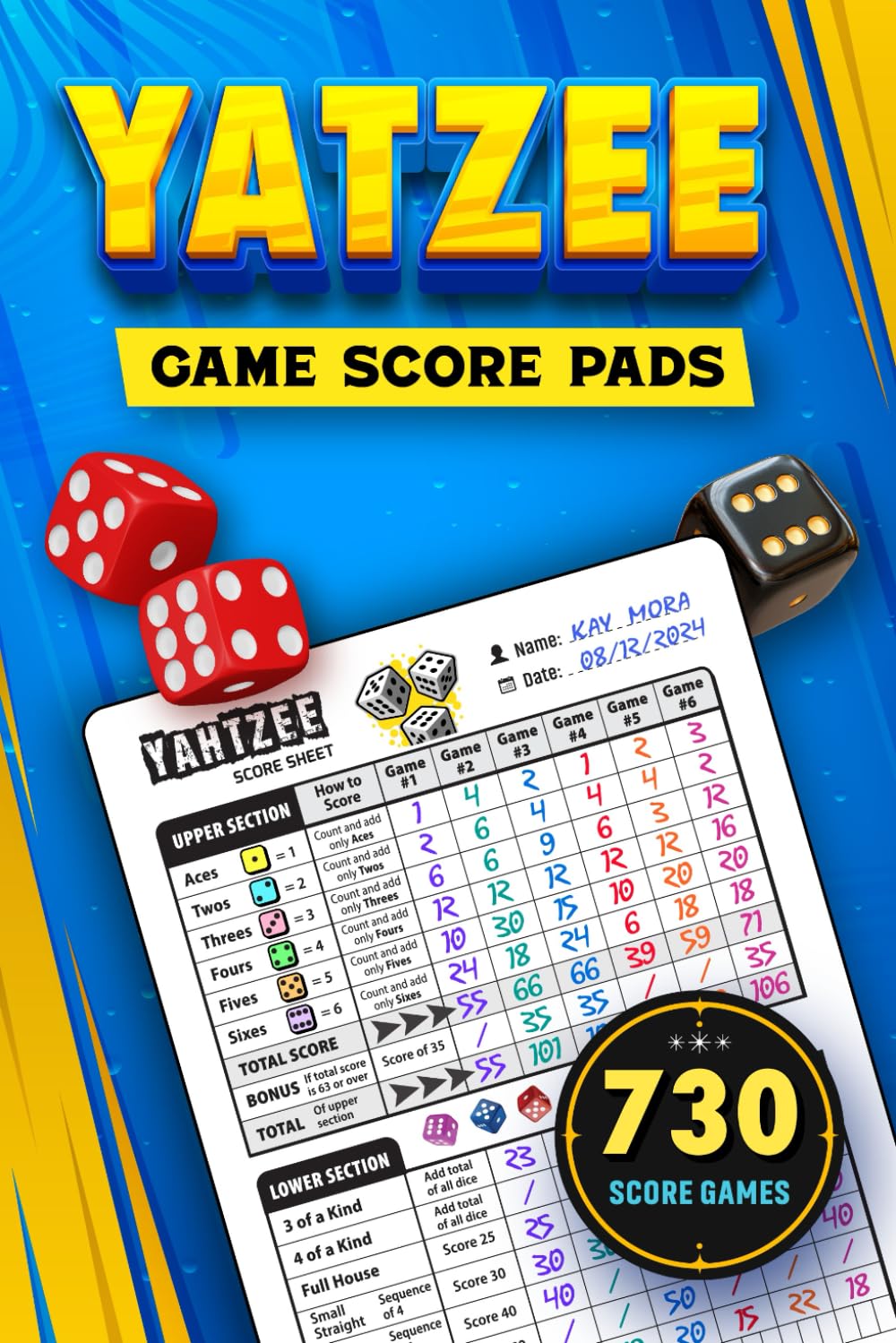 Yatzee Game Score Pads: 730 Dice Games For Scorekeeping, Triple Yazee Scorecards (Travel Size Yatzy Score Book) baixar livro de graça