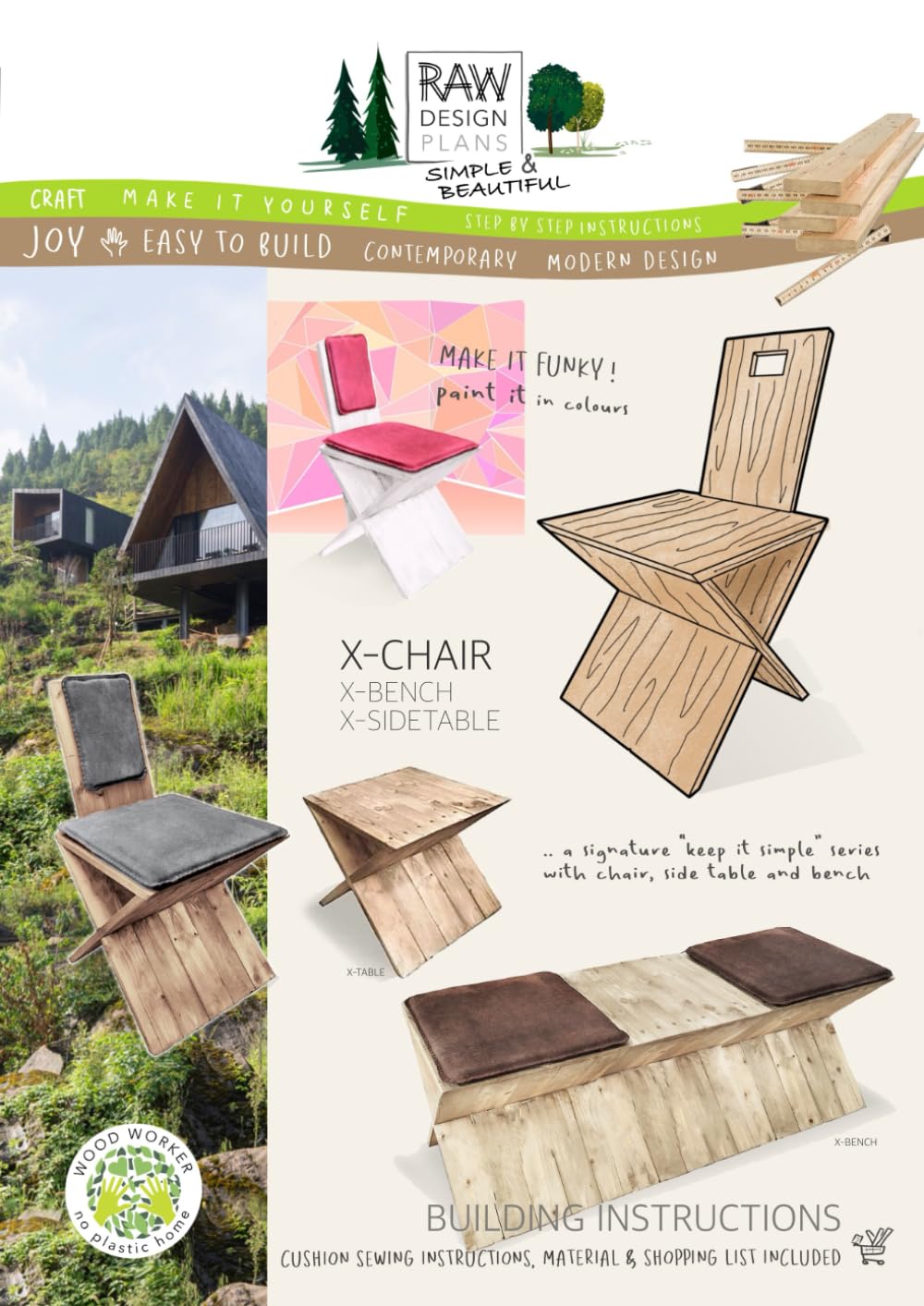 X-Chair / X-Bench: RAW DESIGN PLANS - DIY wood worker plans baixar livro de graça