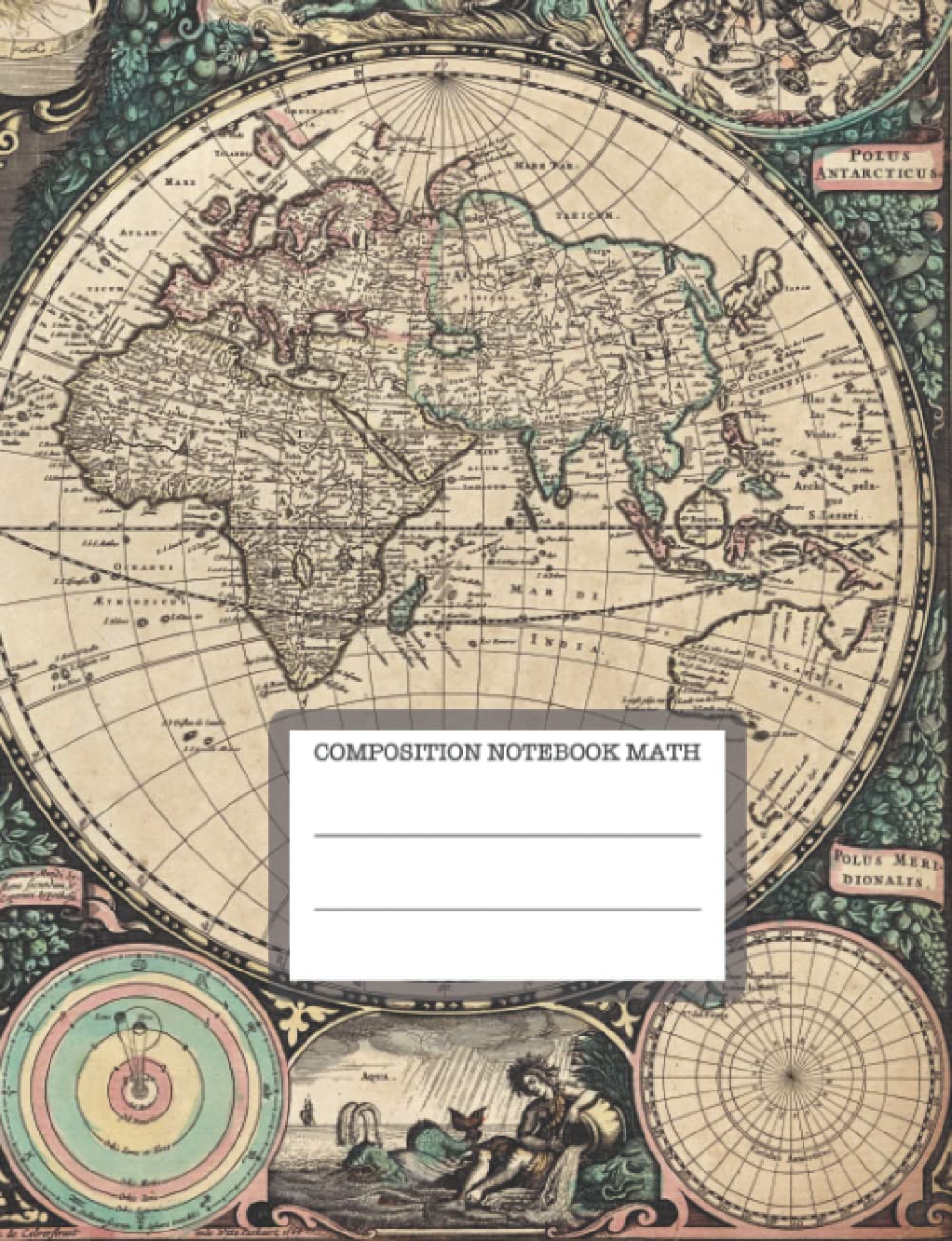 Composition Notebook Math: New World Map Vintage Aesthetic Grunge Cover Note Book Journal For High School | Physics, Math, Geometry, Chemistry, Science, Engineering baixar o livro de graça