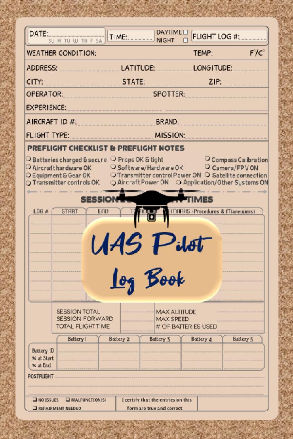 UAS Pilot Log Book: Drone Flight, Repair, & Maintenance. baixar o livro de graça