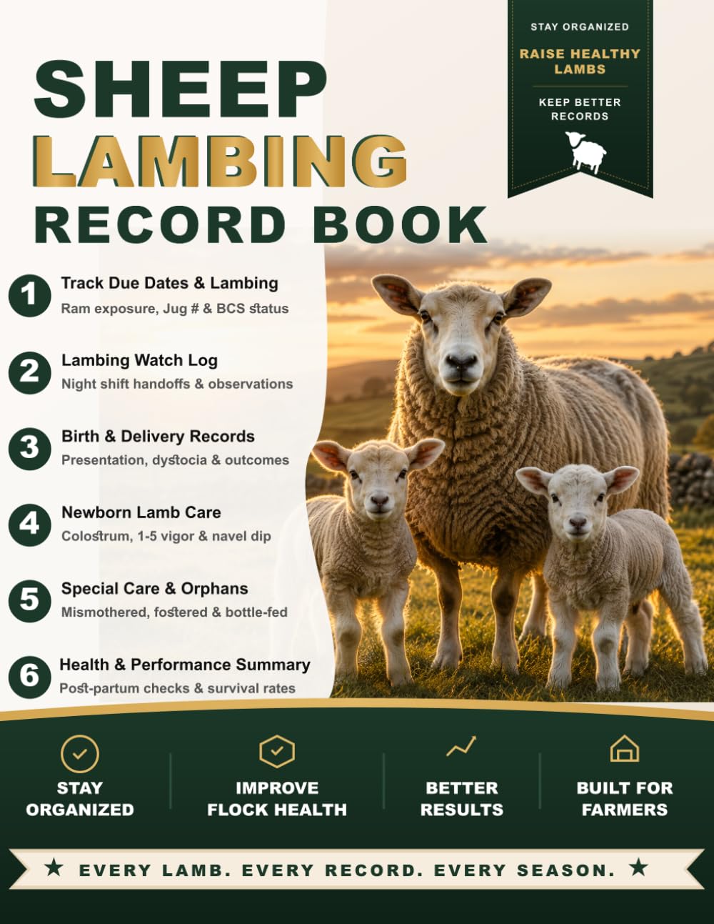 Sheep Lambing Record Book: Complete Season Journal for Ewes, Newborn Lamb Care, Birth Records, Special Care Cases & Flock Health baixar o livro de graça