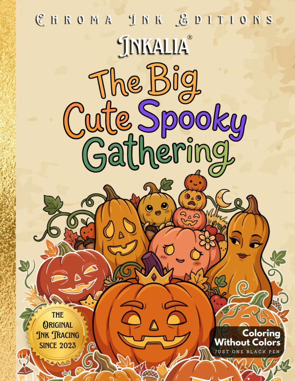 capítulo por capítulo baixar Inkalia The Big Cute Spooky Gathering: Cozy Spooky Kawaii Coloring Book: Bold and Easy Ink Tracing for Adults and Teens | Spooky Crowd Illustrations | Hygge Halloween Coloring