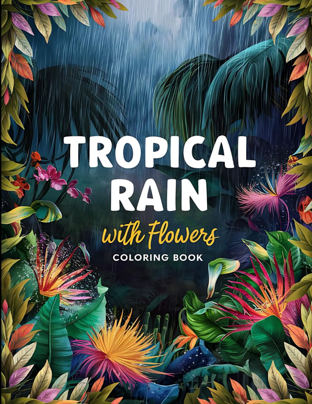 capítulo por capítulo baixar Tropical Rain With Flowers Coloring Book: Vibrant Rainforest Scenes Filled with Exotic Blooms