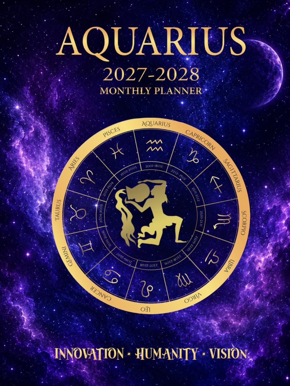 ler totalmente Aquarius Monthly Planner 2027-2028: 24-Month Large Print Schedule Organizer (Jan 2027 - Dec 2028) with U.S. Federal Holidays and Inspirational Quotes Featuring a Zodiac Wheel Astrology Cover