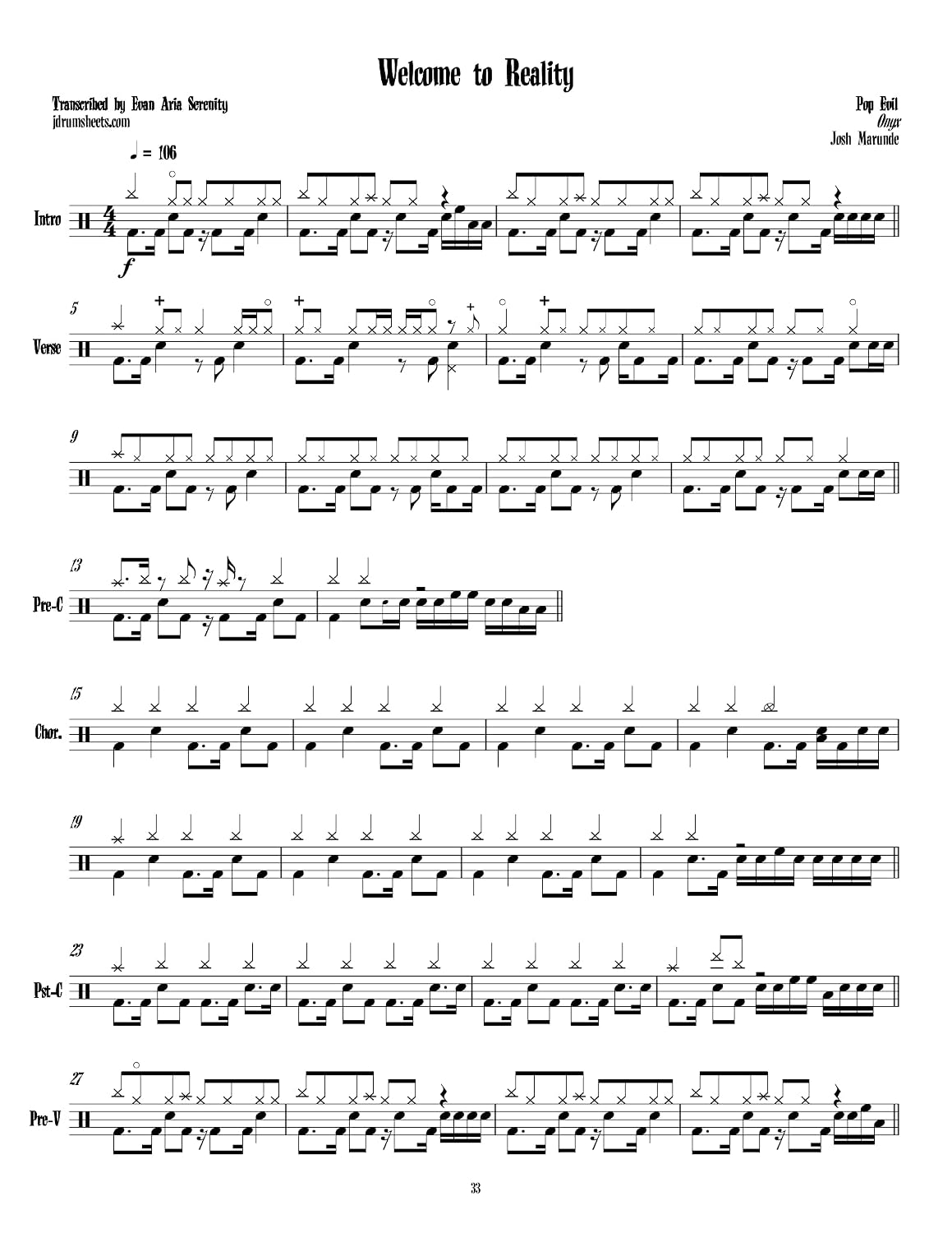 capítulo por capítulo baixar Pop Evil - Welcome to Reality: Drum Sheet Music (JDS: Pop Evil Drum Sheet Music) (English Edition)