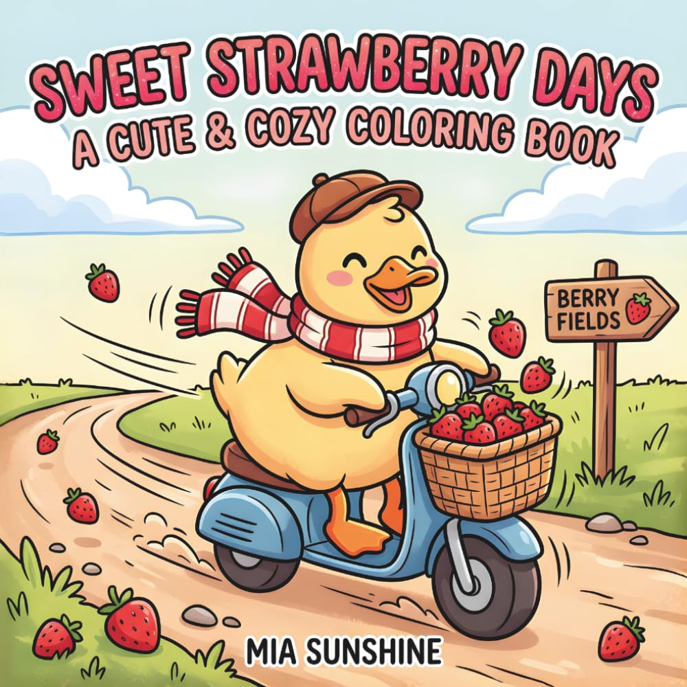 Sweet Strawberry Days – A Cute & Cozy Coloring Book: A Simple and Relaxing Strawberry-Themed Coloring Adventure with Cozy Scenes and Whimsical Fun baixar livro de graça