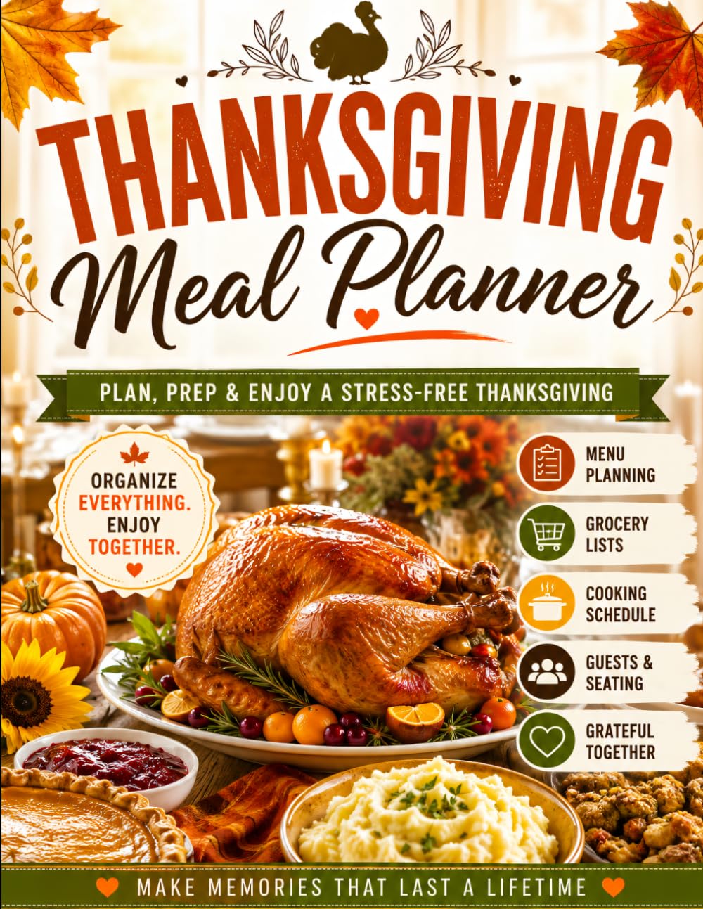 Thanksgiving Meal Planner: A Complete Holiday Meal Planning Organizer with Guest Lists, Recipes, Grocery Lists, Prep Schedules, Cooking Timelines, Leftovers & More baixar livro de graça