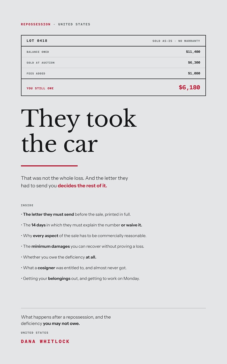 capítulo por capítulo baixar They Took the Car: The Plain-English Guide to What Happens After a Repossession, the Letter They Must Send, and the Deficiency You May Not Owe (English Edition)