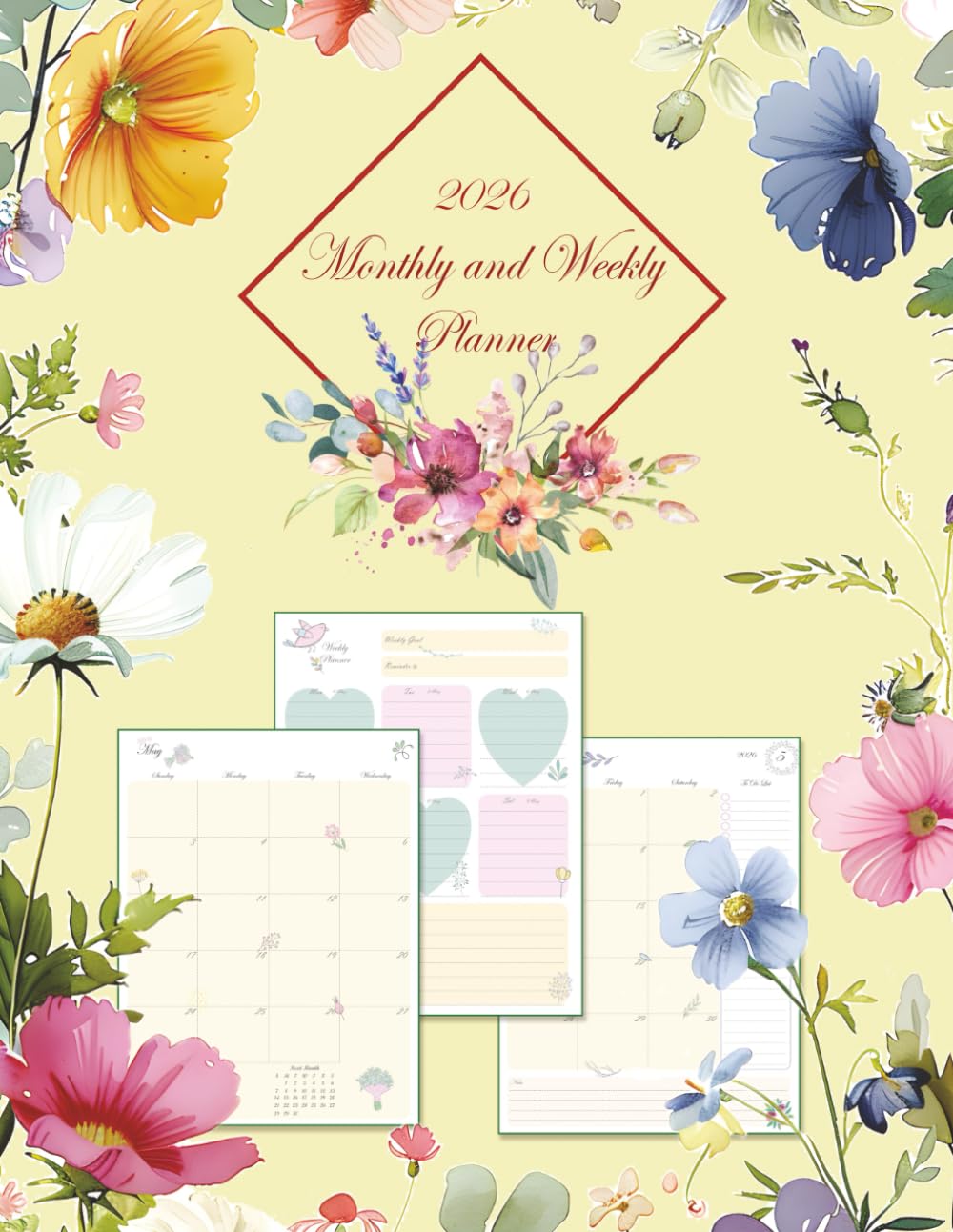 2026 Monthly and Weekly Planner: 12 Month Schedule Organizer 2026 year Calendar and Holiday, Large size,Colorful Flowers Themed baixar livro de graça