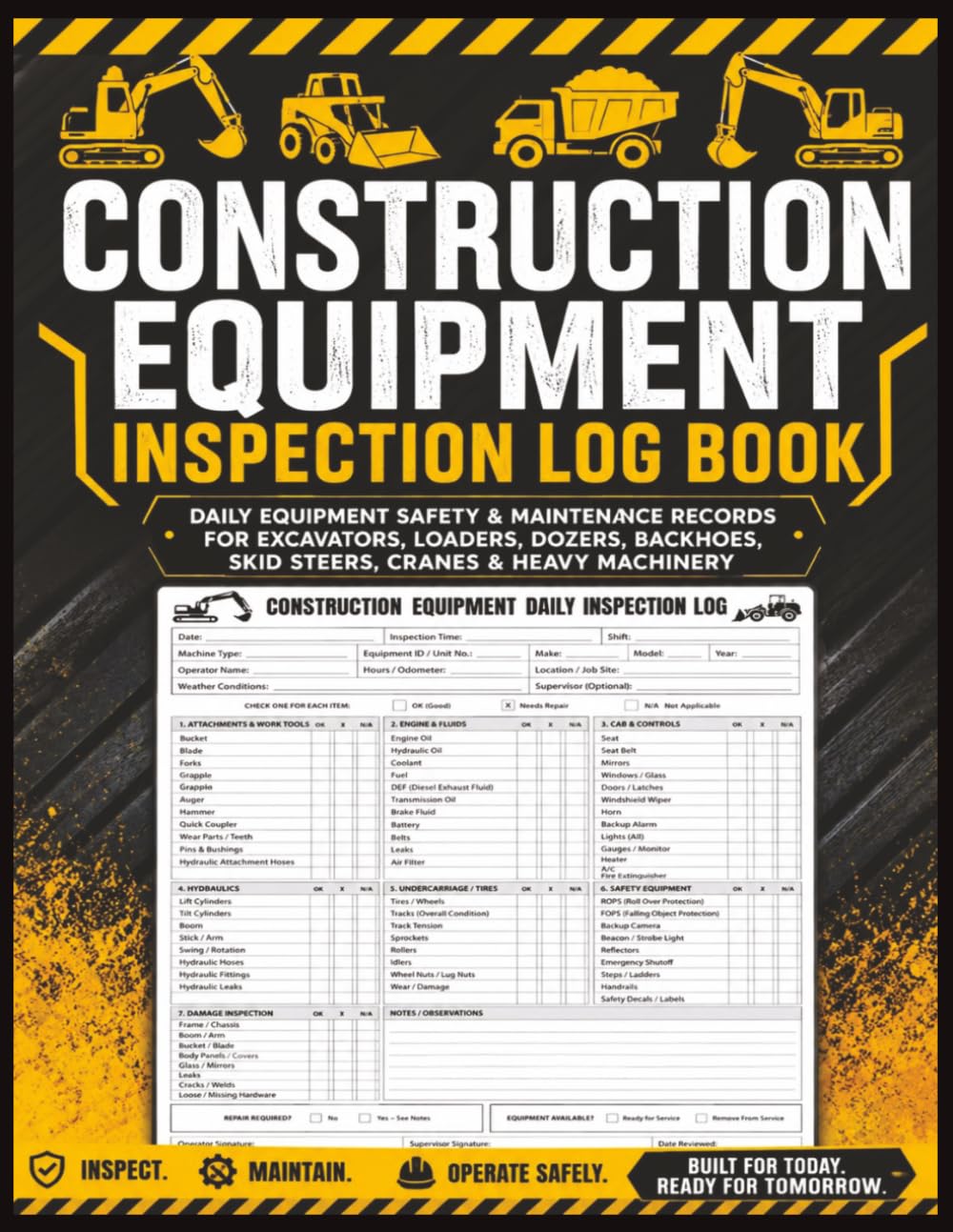 Construction Equipment Inspection Log Book: Daily Equipment Safety, Maintenance & Pre-Operation Inspection Records for Excavators, Bulldozers,... Inspection Forms | 8.5 x 11 | 120 Pages baixar o livro de graça