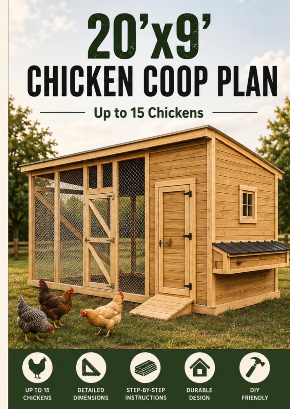 20'×9' Chicken Coop Plan: DIY Walk-In Chicken Coop with Large Outdoor Run, Nesting Box & Step-by-Step Building Instructions baixar o livro de graça