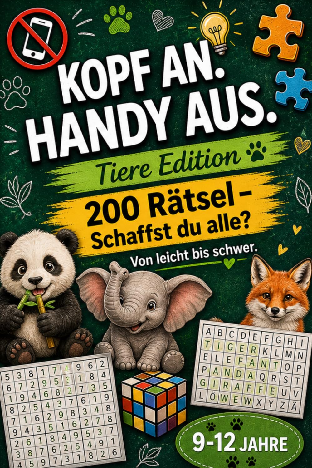 Kopf an. Handy aus. Tiere Edition mit 200 Rätsel: Perfekt als Geschenk - Rätselbuch für clevere Kinder und Teenager (9 - 12 Jahre) (German Edition) baixar o livro de graça