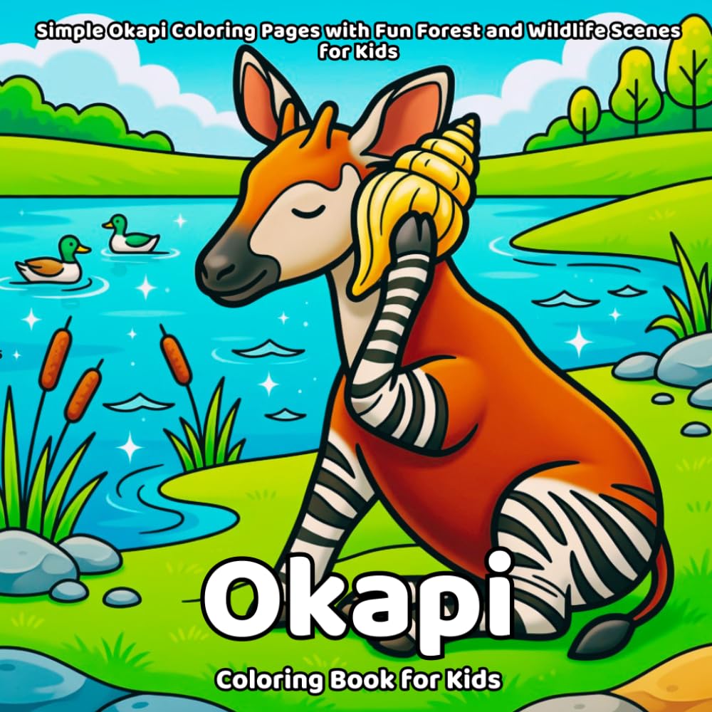 Okapi Coloring Book: Simple Okapi Coloring Pages with Fun Forest and Wildlife Scenes for Kids baixar livro de graça