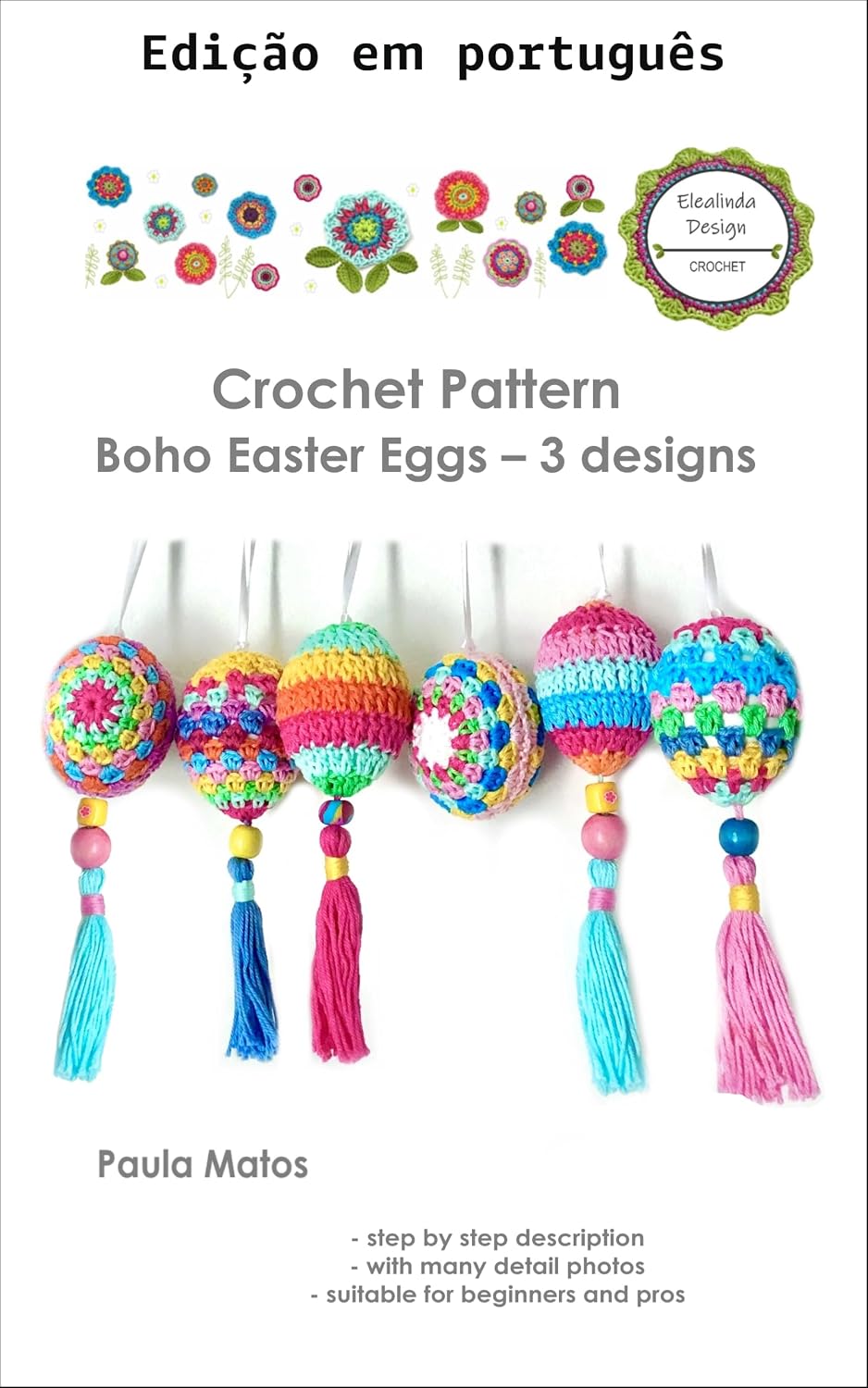 Receita de crochê "Ovos de Páscoa boho" baixar o livro de graça