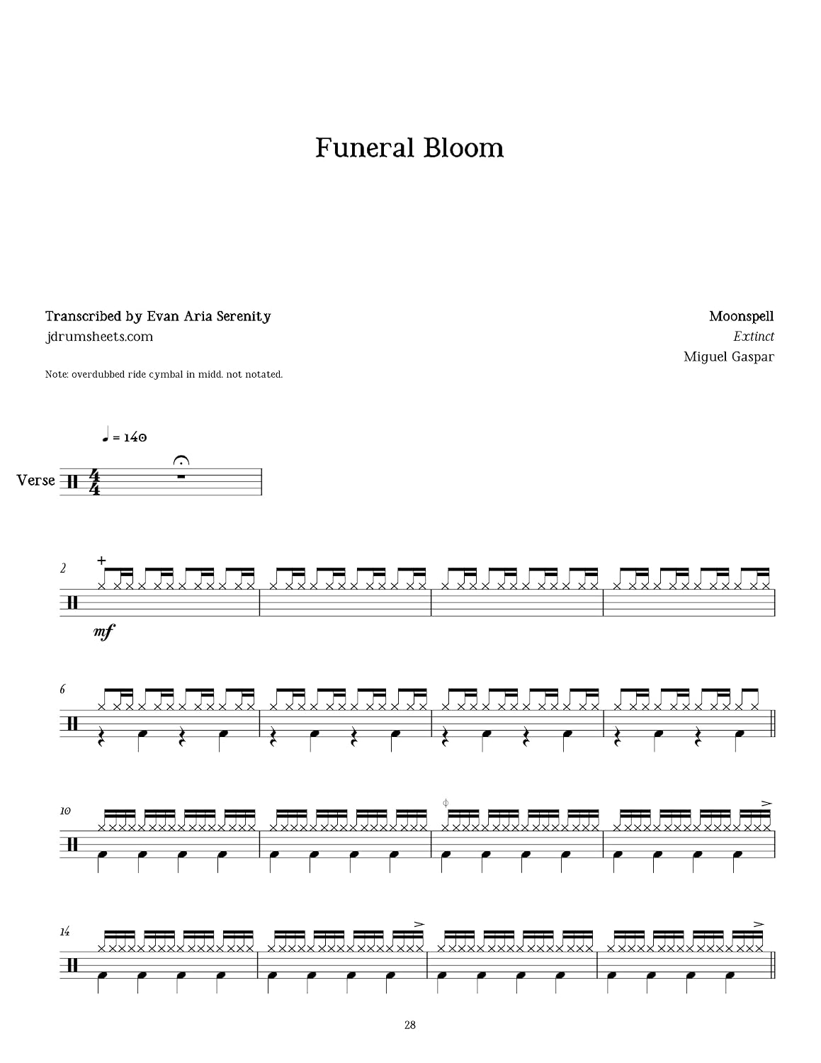 Moonspell - Funeral Bloom: Drum Sheet Music (JDS: Moonspell Drum Sheet Music) (English Edition) baixar o livro de graça