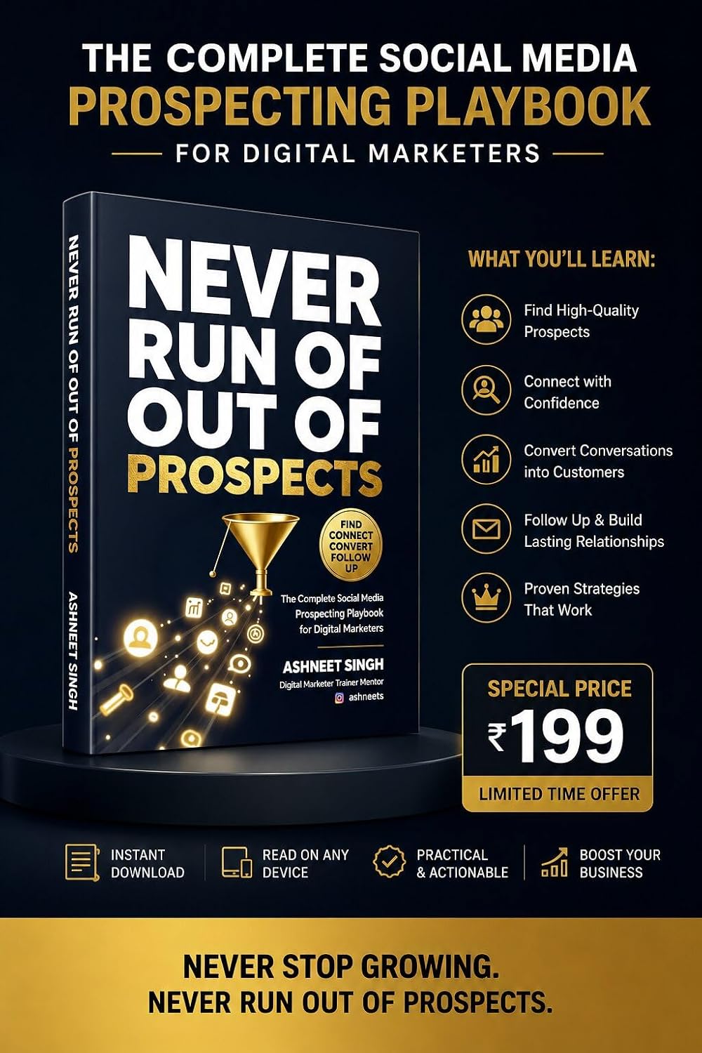 ler totalmente NEVER RUN OUT OF PROSPECTS: The Complete Social Media Prospecting Playbook for Digital Marketers (English Edition)