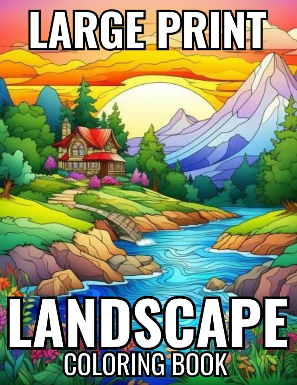 capítulo por capítulo baixar Large Print Landscape Coloring Book: 100 Pages Large Print Landscape Coloring Book Featuring Flowers, Birds, Butterflies, Animals And More | Easy And Relaxing Designs For Adults And Seniors