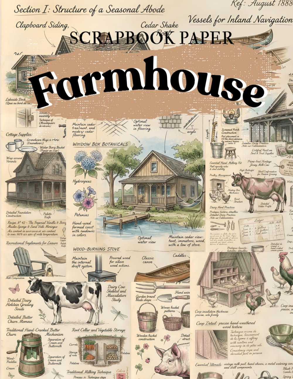 Farmhouse Scrapbook Paper: High Quality Illustrations Of Animals, For Ephemera, Mixed Media, and More. baixar livro de graça