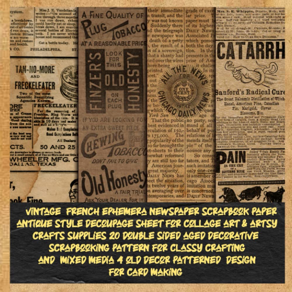 capítulo por capítulo baixar vintage french ephemera newspaper scrapbook paper antique style decoupage sheet for collage art & artsy crafts supplies 20 double sided aged... 4 old decor patterned design for card making