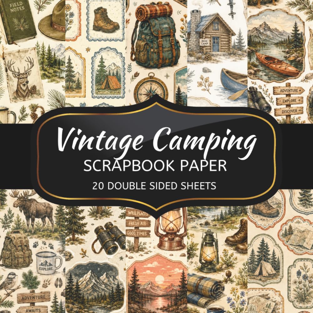 capítulo por capítulo baixar Vintage Camping Scrapbook Paper: 20 Sheets Double Sided Color, Decoupage, Junk Journal & DIY Projects, Decorative Craft Paper Pad for Scrapbooking | 8.5 x 8.5