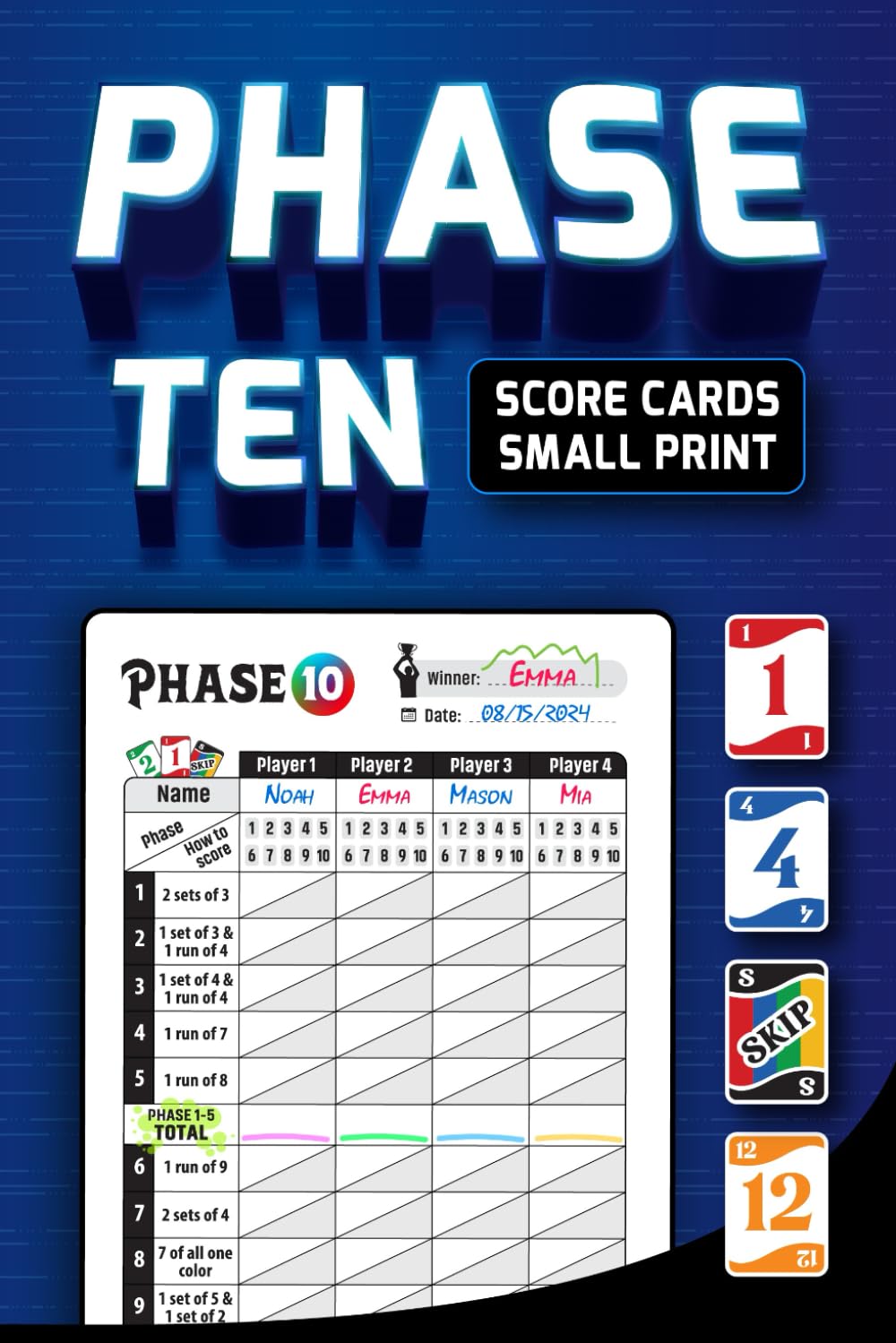 Phase Ten Score Cards Small Print: 124 Small Sheets With Rules & 9200 Scoring Games for Scorekeeping (Phase 10 Score book) baixar o livro de graça