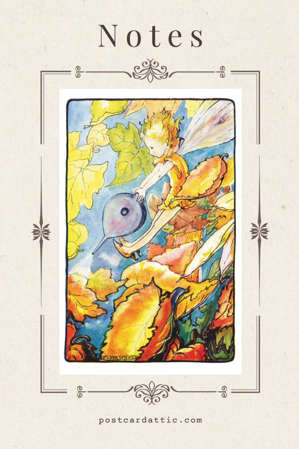 Notes: Fairy Using Bellows to Blow Autumn Leaves Vintage Postcard Notebook baixar o livro de graça