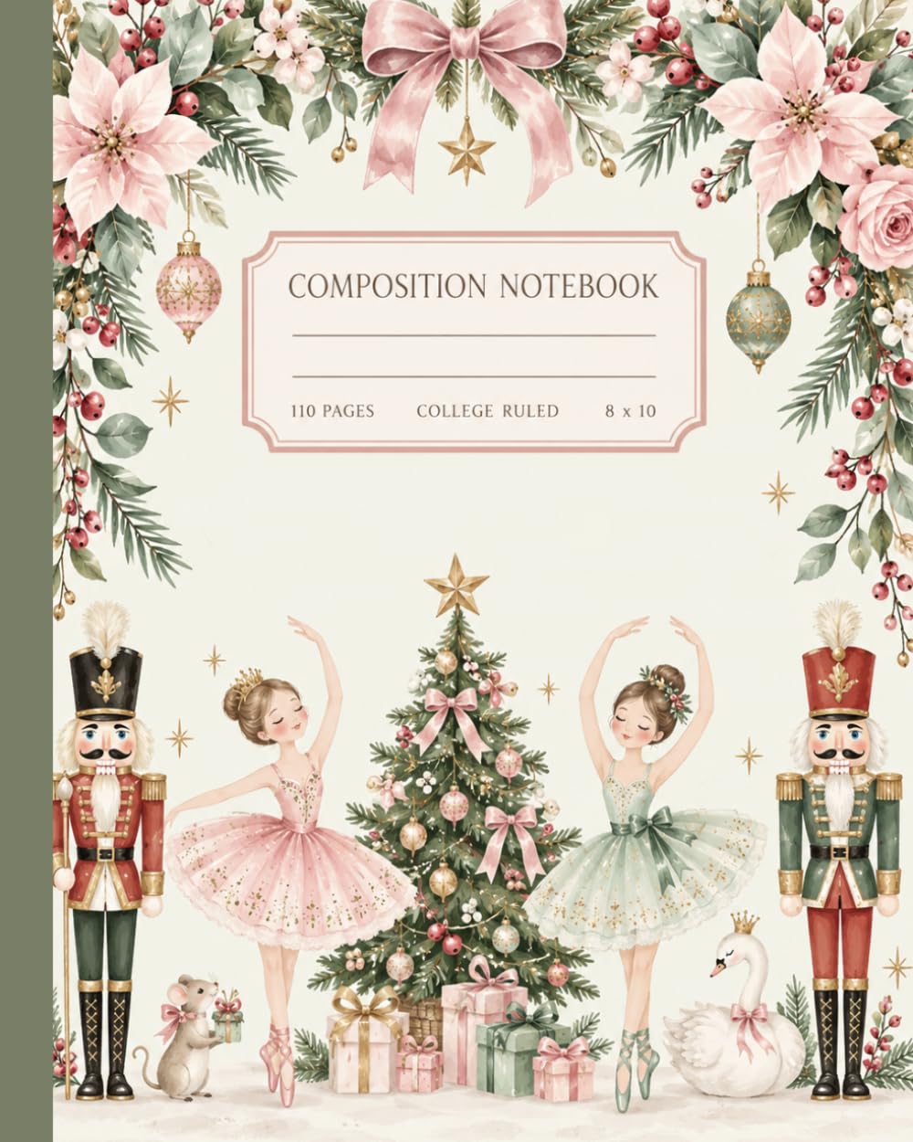 ler totalmente Sugar Plum Ballet Composition Notebook: Pastel Pink & Green Christmas College Ruled Journal for Girls with Ballerinas, Nutcracker Soldiers, Bows and Holiday Design