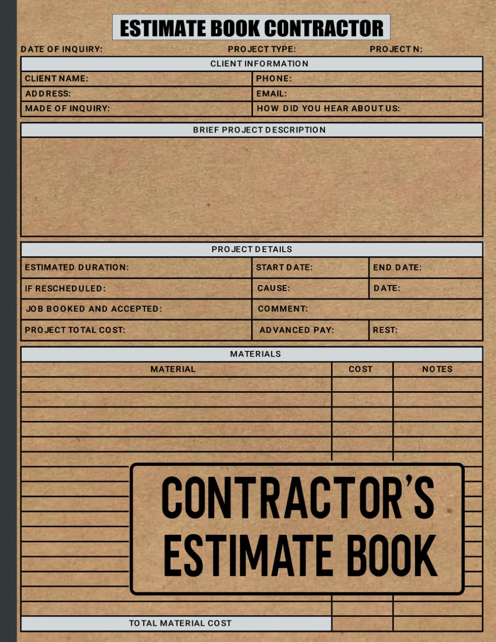Estimate Book Contractor: Record Quotations and Work Orders with Client Contact Log & Dot Diagram Sheets For Taking Measurements & Inspection Notes. baixar livro de graça