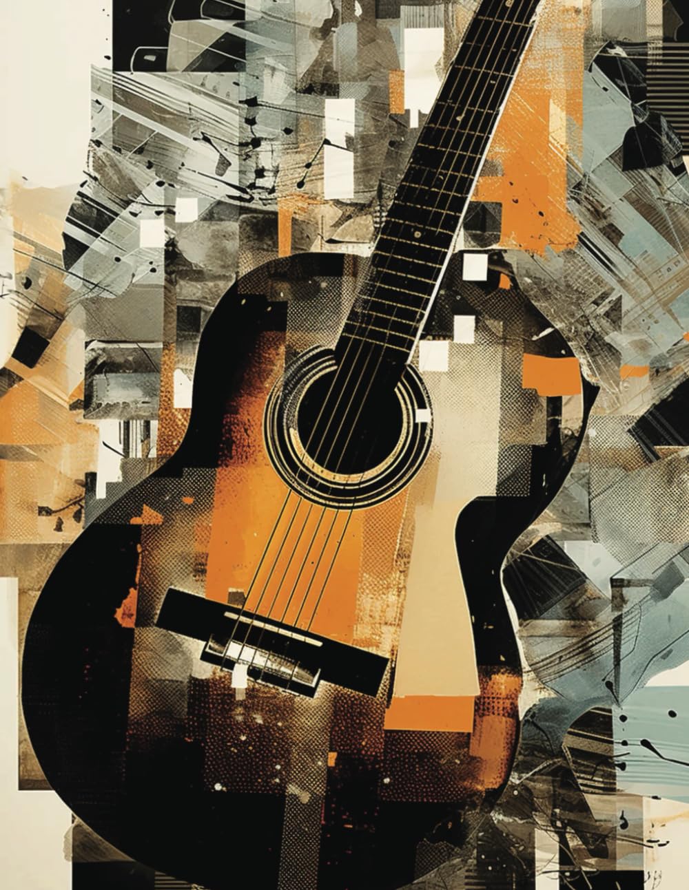 Blank Music Sheet Composition Notebook - Threadbare Abstractions Design Guitar: 7 Lines, 100 Pages baixar o livro de graça