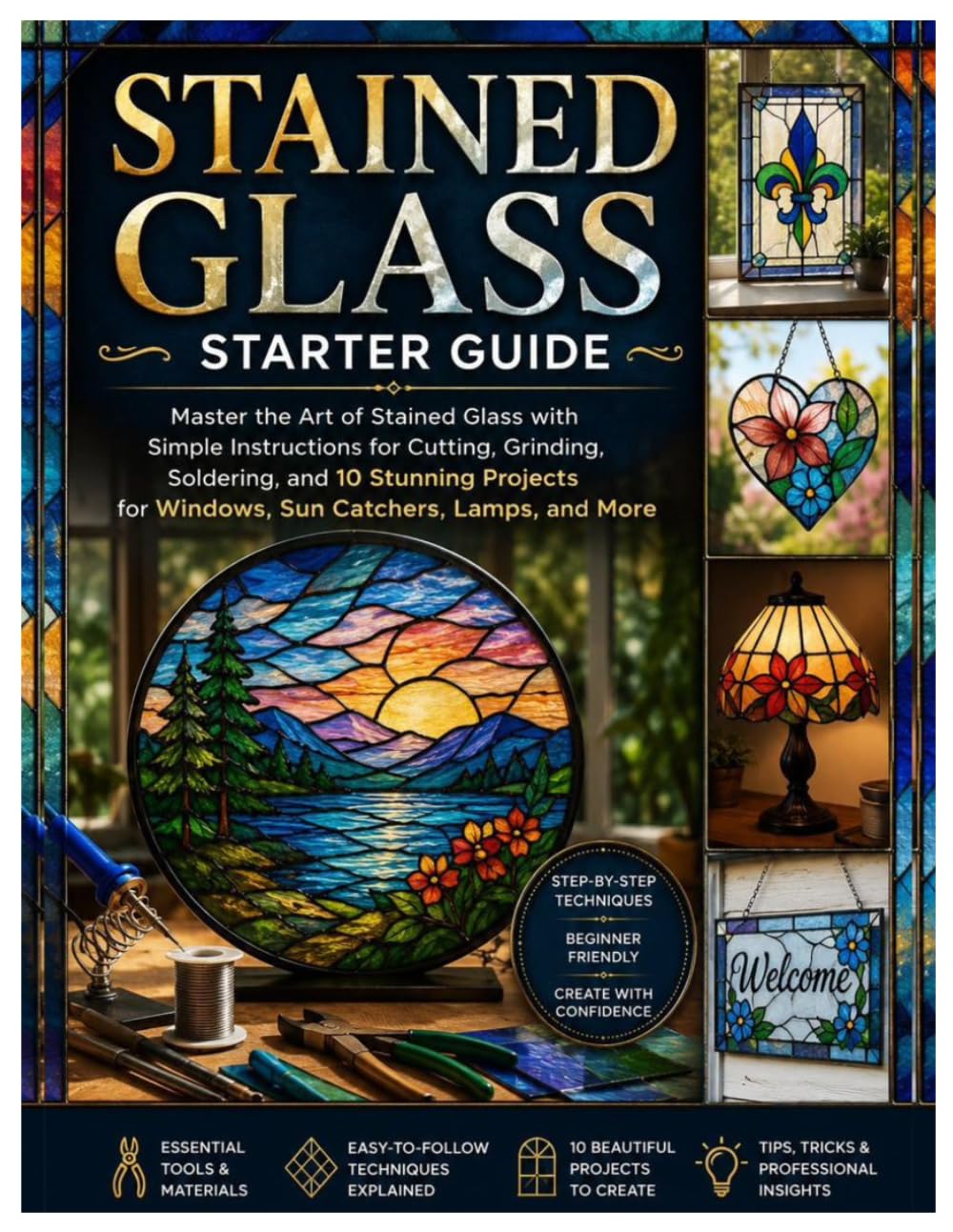 Stained Glass Starter Guide: Master the Art of Stained Glass with Simple Instructions for Cutting, Grinding, Soldering, and 10 Stunning Projects for Windows, Sun Catchers, Lamps, and More baixar livro de graça