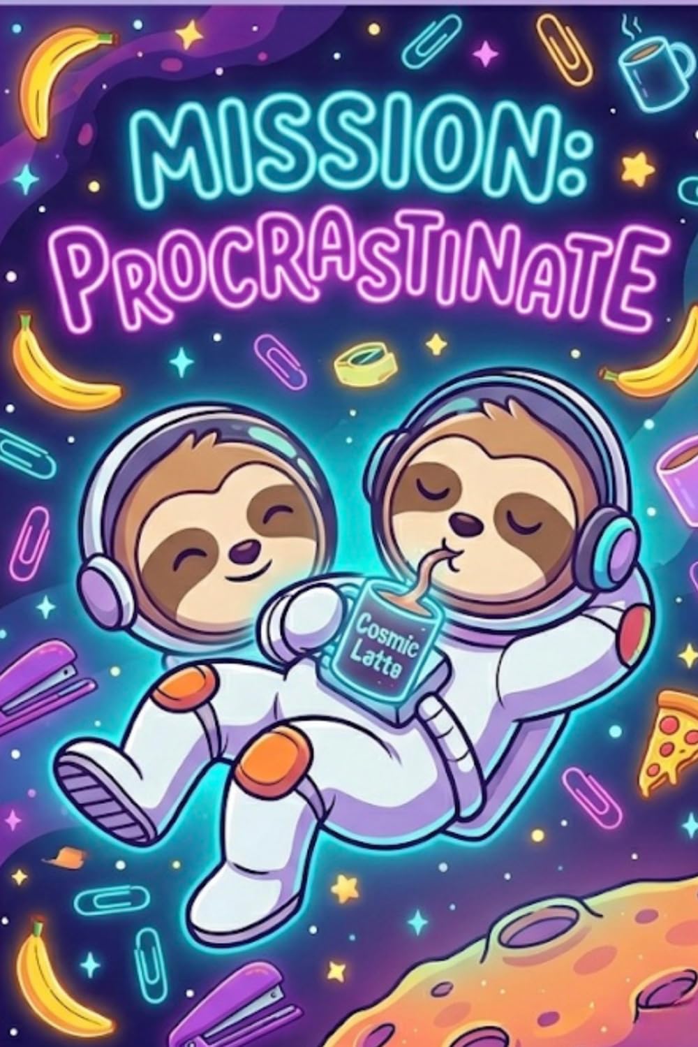 MISSION: PROCRASTINATE: Sloth Space Galaxy Lined Notebook for Lazy Days | 110 Pages | 6x9 inch Journal for Students, Coffee Lovers and Procrastinators