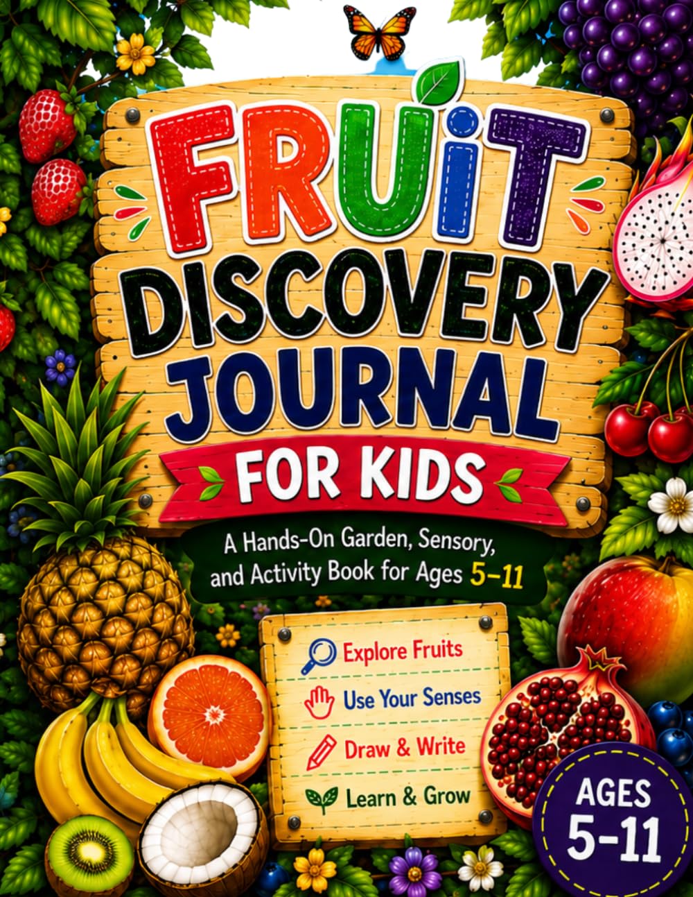ler totalmente FRUIT DESCOVERY JOURNAL FOR KIDS: A Hands-On Garden, Sensory, and Activity Book for Ages 5–11