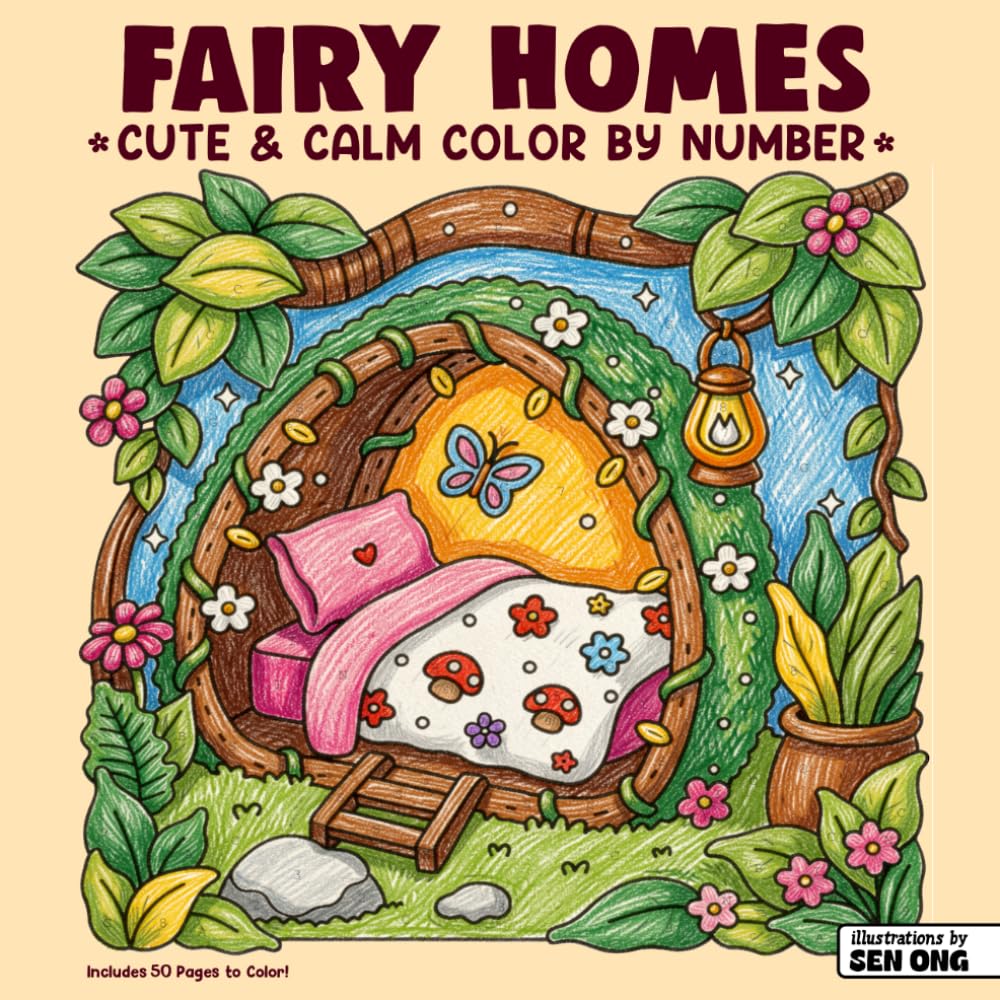 ler totalmente Fairy Homes Cute & Calm Color By Number: Tiny Magical Places for Gentle Joy