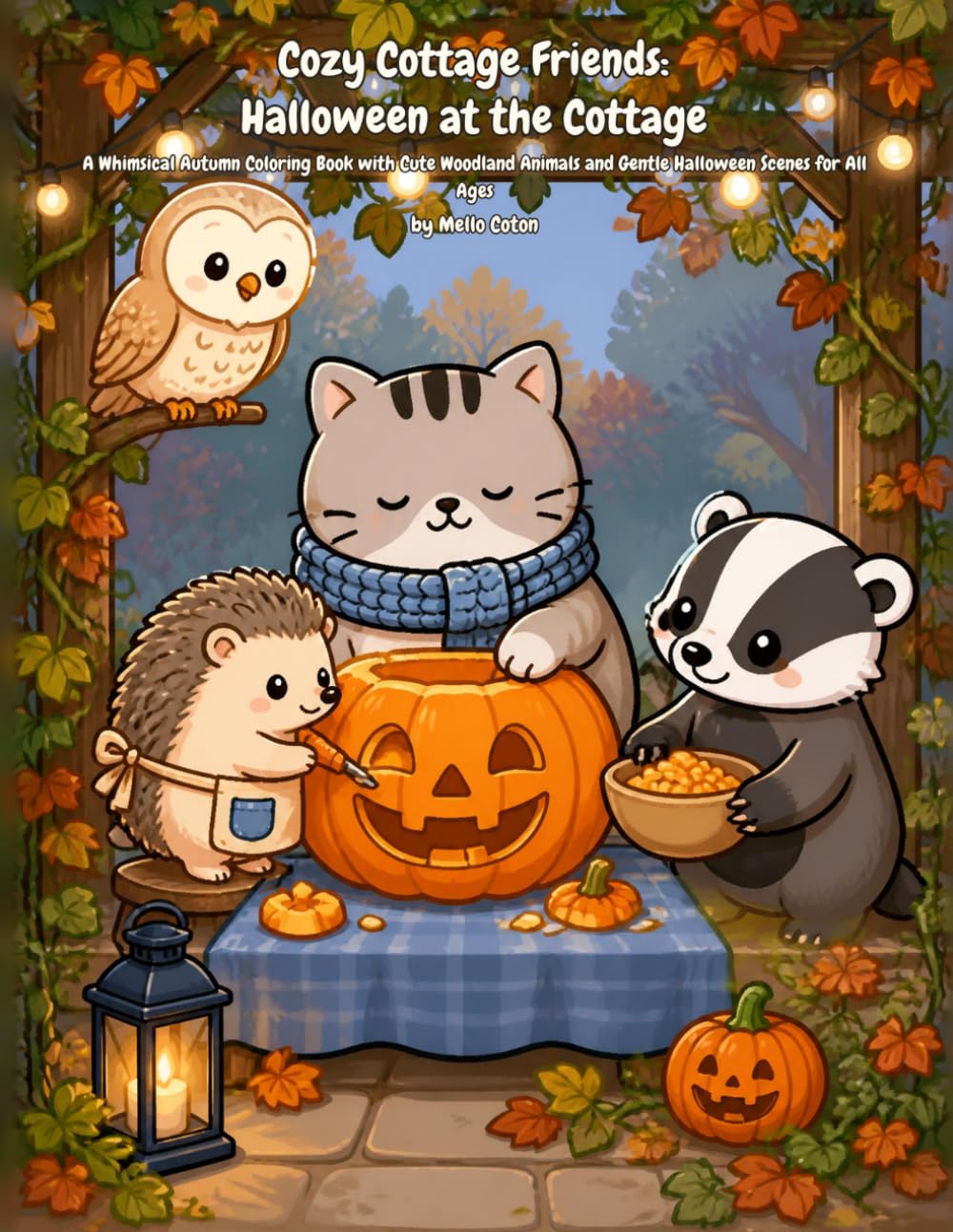 ler totalmente Cozy Cottage Friends: Halloween at the Cottage: A Whimsical Autumn Coloring Book with Cute Woodland Animals and Gentle Halloween Scenes for All Ages