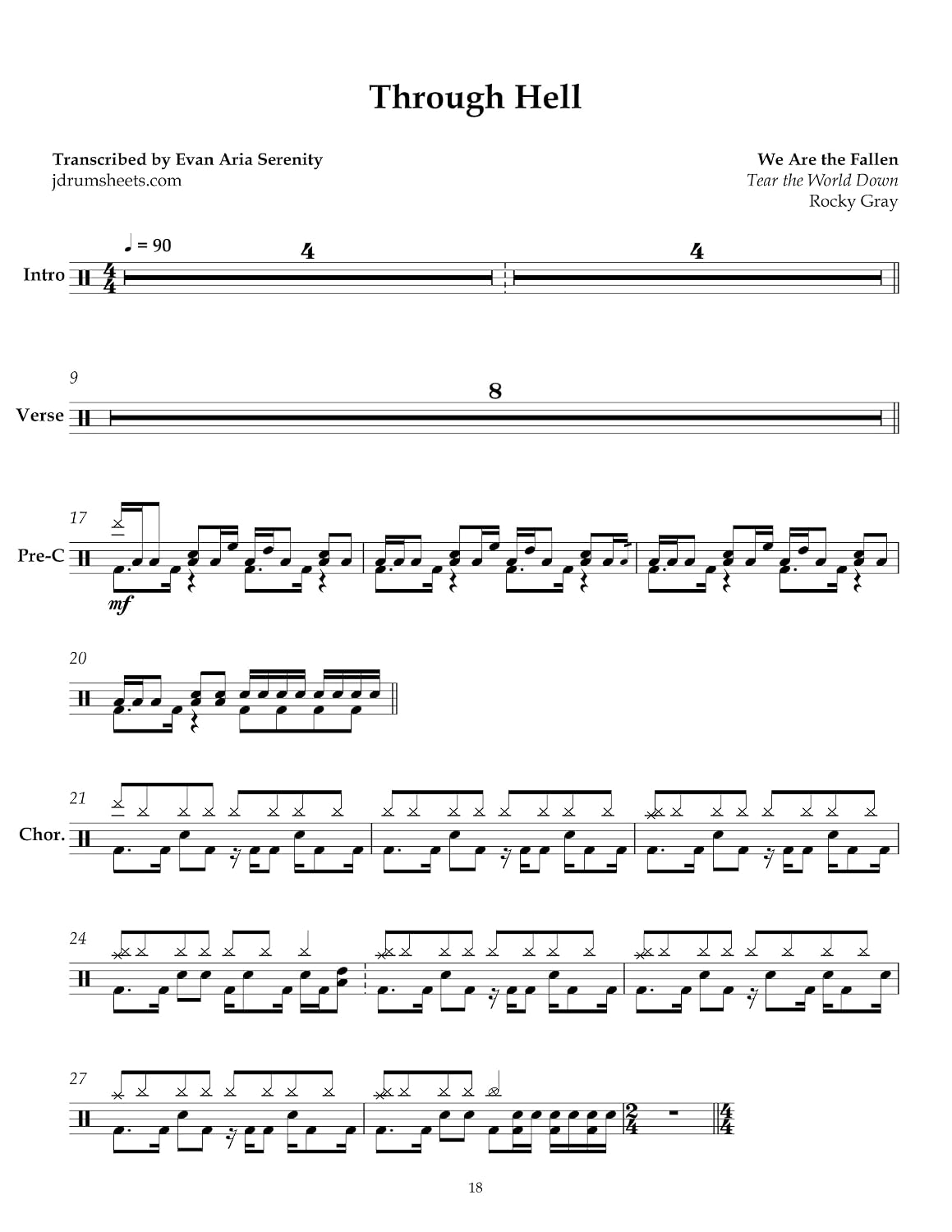 We Are the Fallen - Through Hell: Drum Sheet Music (JDS: Evanescence Drum Sheet Music) (English Edition)