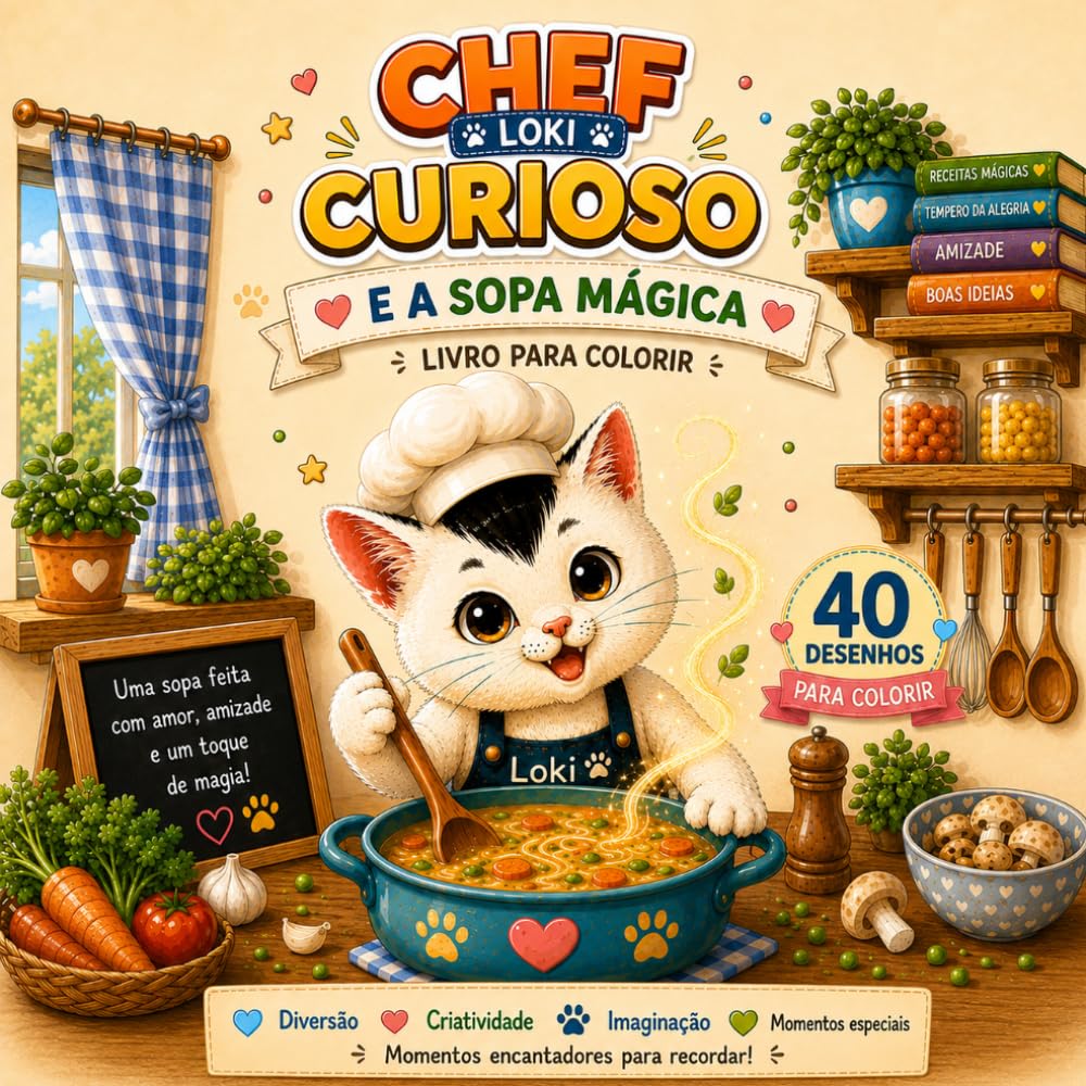 Chef Loki Curioso e a Sopa Mágica: Um divertido livro para colorir com 40 desenhos cheios de amizade, criatividade e magia (Portuguese Edition) baixar livro de graça